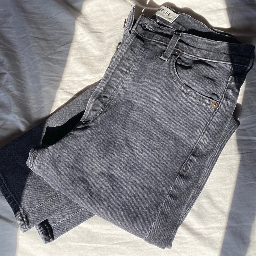AGODLE washed black button fly skinny Jean